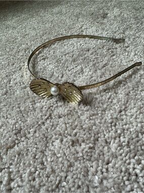 Gold Bow Pearl Accent Headband - Women Accessories